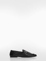 Mango Black Leather Moccasins With Metallic Detail - Image 2 of 4