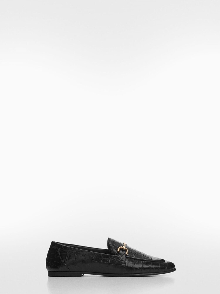 Mango Black Leather Moccasins With Metallic Detail - Image 2 of 4 Mango Black Leather Moccasins With Metallic Detail - Image 2 of 4