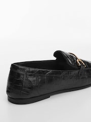 Mango Black Leather Moccasins With Metallic Detail - Image 3 of 4