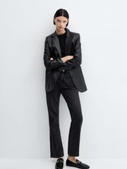 Mango Black Leather Moccasins With Metallic Detail - Image 4 of 4
