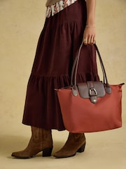 Joules Edie Rust Orange Zip Top Shopper Bag - Image 1 of 10