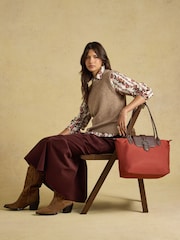 Joules Edie Rust Orange Zip Top Shopper Bag - Image 4 of 10