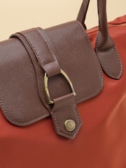 Joules Edie Rust Orange Zip Top Shopper Bag - Image 7 of 10