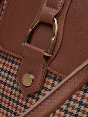 Joules Edie Neutral Check Zip Top Shopper Bag - Image 8 of 9