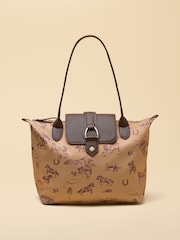 Joules Edie Neutral Rodeo Print Zip Top Shopper Bag - Image 1 of 9