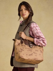 Joules Edie Neutral Rodeo Print Zip Top Shopper Bag - Image 2 of 9
