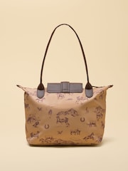 Joules Edie Neutral Rodeo Print Zip Top Shopper Bag - Image 6 of 9