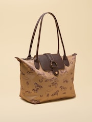 Joules Edie Neutral Rodeo Print Zip Top Shopper Bag - Image 7 of 9