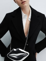 Mango Silver Lips Clutch Bag - Image 1 of 3