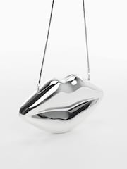 Mango Silver Lips Clutch Bag - Image 2 of 3
