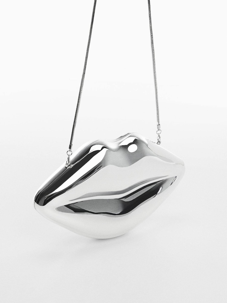Mango Silver Lips Clutch Bag - Image 2 of 3