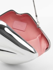 Mango Silver Lips Clutch Bag - Image 3 of 3
