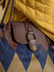 Joules Edie Navy Argyle Zip Top Shopper Bag - Image 4 of 10