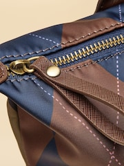 Joules Edie Navy Argyle Zip Top Shopper Bag - Image 8 of 10