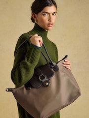 Joules Edie Mocha Brown Zip Top Shopper Bag - Image 3 of 8