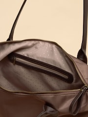Joules Edie Mocha Brown Zip Top Shopper Bag - Image 5 of 8
