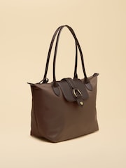 Joules Edie Mocha Brown Zip Top Shopper Bag - Image 7 of 8