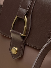 Joules Edie Mocha Brown Zip Top Shopper Bag - Image 8 of 8