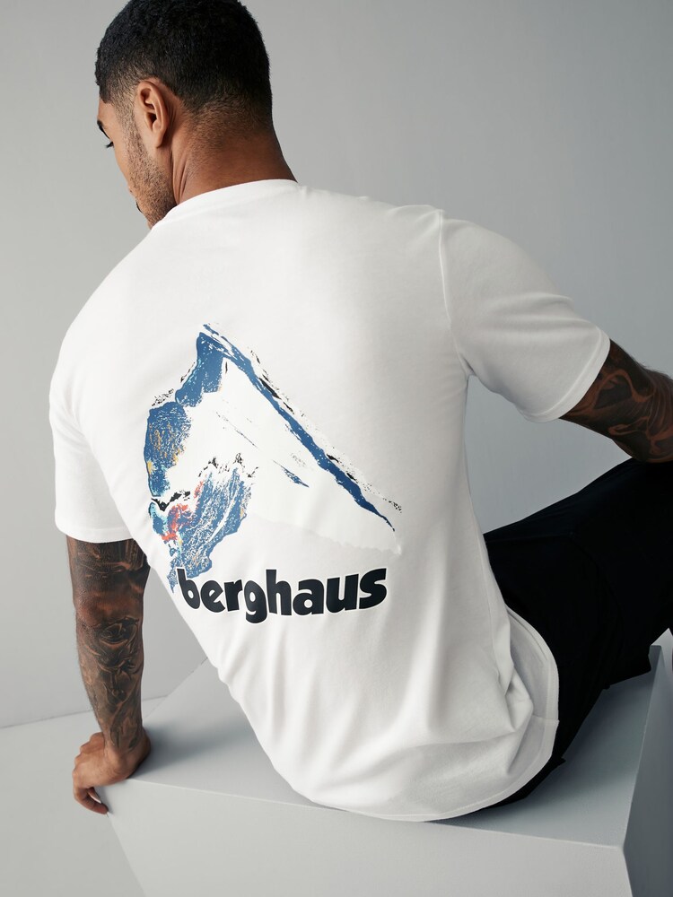 Berghaus White Mountain Art Short Sleeve 100% Cotton White T-Shirt - Image 1 of 5