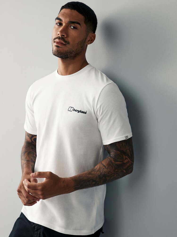 Berghaus White Mountain Art Short Sleeve 100% Cotton White T-Shirt - Image 2 of 5