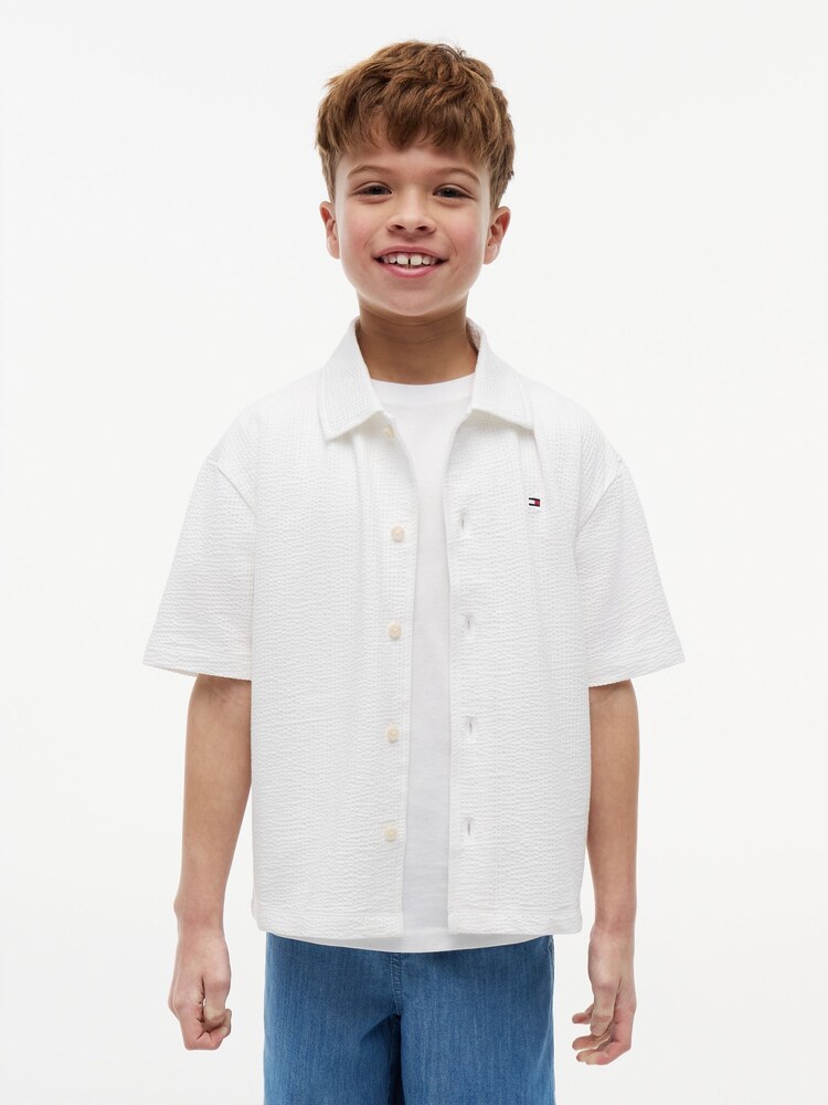 Tommy Hilfiger White Relaxed Fit Seersucker Short Sleeve Shirt - Image 1 of 5