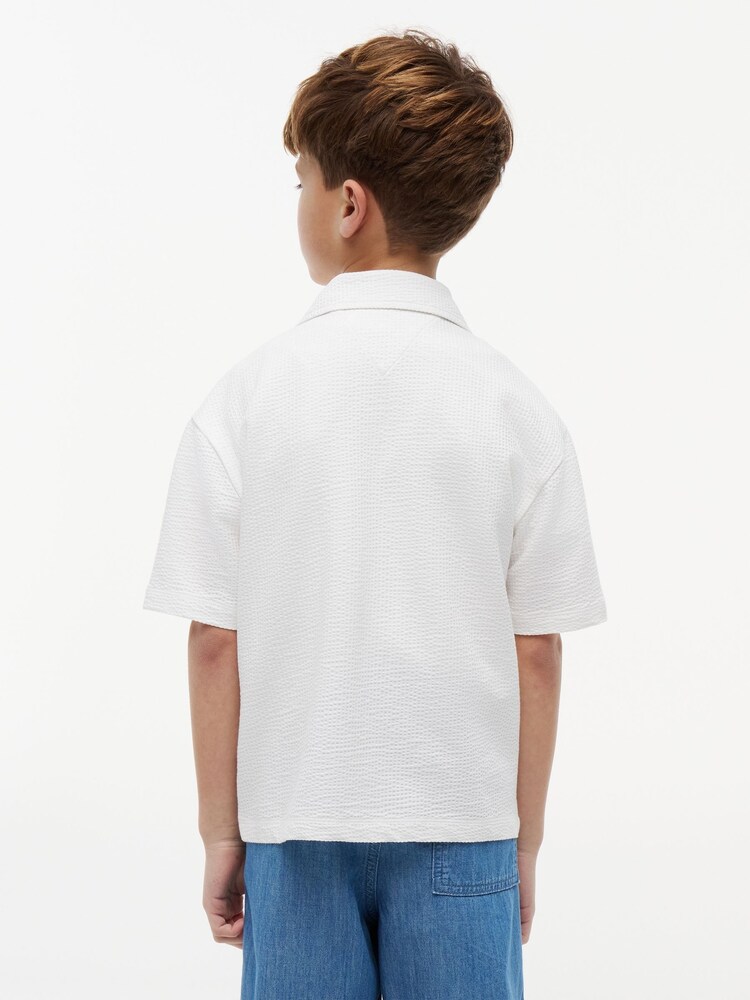 Tommy Hilfiger White Relaxed Fit Seersucker Short Sleeve Shirt - Image 2 of 5