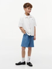 Tommy Hilfiger White Relaxed Fit Seersucker Short Sleeve Shirt - Image 3 of 5