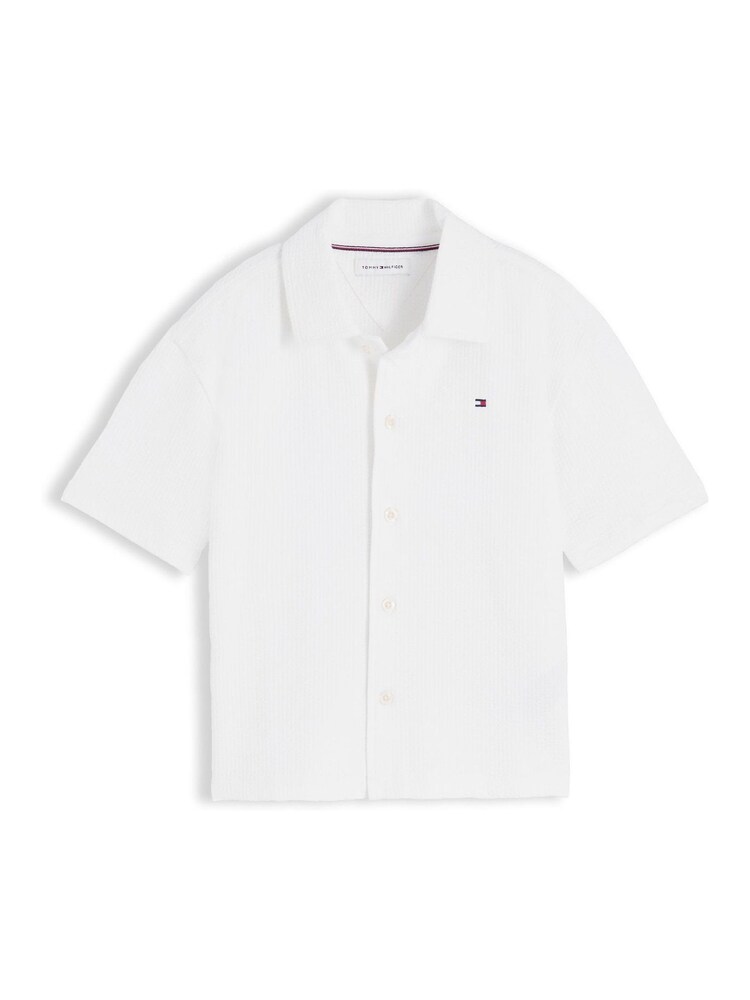 Tommy Hilfiger White Relaxed Fit Seersucker Short Sleeve Shirt - Image 5 of 5