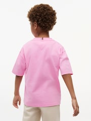 Tommy Hilfiger Pink Graphic Logo Jersey T-Shirt - Image 2 of 5
