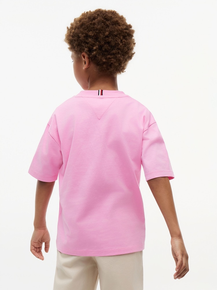 Tommy Hilfiger Pink Graphic Logo Jersey T-Shirt - Image 2 of 5