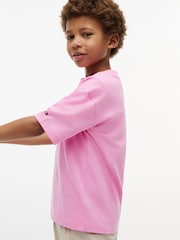 Tommy Hilfiger Pink Graphic Logo Jersey T-Shirt - Image 4 of 5
