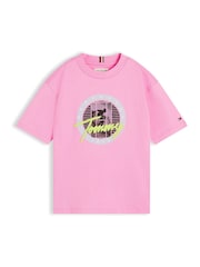 Tommy Hilfiger Pink Graphic Logo Jersey T-Shirt - Image 5 of 5