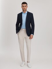Reiss Soft Blue/White Fletcher Striped Cotton Blend Shirt - Image 3 of 6
