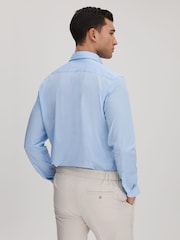 Reiss Soft Blue/White Fletcher Striped Cotton Blend Shirt - Image 5 of 6