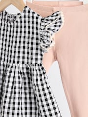Black/White Gingham Baby Dress and Leggings Set - Image 7 of 11