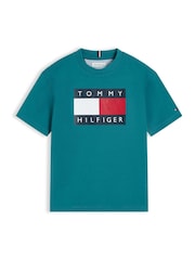 Tommy Hilfiger Blue Heritage Flag Print Jersey T-Shirt - Image 1 of 1