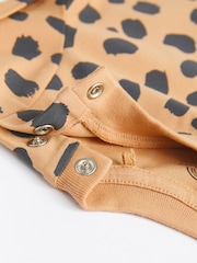 Black/ Cream Animal Print Baby T-Shirt Rompers 3 Pack - Image 5 of 7