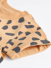 Black/ Cream Animal Print Baby T-Shirt Rompers 3 Pack - Image 6 of 7