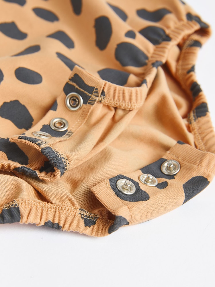 Black/ Cream Animal Print Baby T-Shirt Rompers 3 Pack - Image 7 of 7