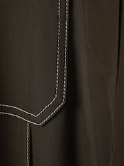 Reiss Khaki Kylie Contrast Stitch Wide Leg Trousers - Image 6 of 6