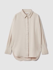 Reiss Nude Danielle Split Hem Button-Through Shirt - Image 2 of 6