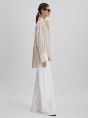 Reiss Nude Danielle Split Hem Button-Through Shirt - Image 3 of 6