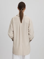 Reiss Nude Danielle Split Hem Button-Through Shirt - Image 5 of 6