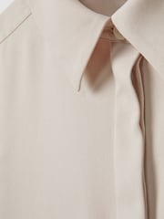 Reiss Nude Danielle Split Hem Button-Through Shirt - Image 6 of 6