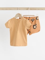 Leopard Print Baby 100% Cotton Top and Shorts 2 Piece Set - Image 2 of 9