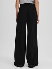 Reiss Black Kylie Petite Contrast Stitch Wide Leg Trousers - Image 5 of 6