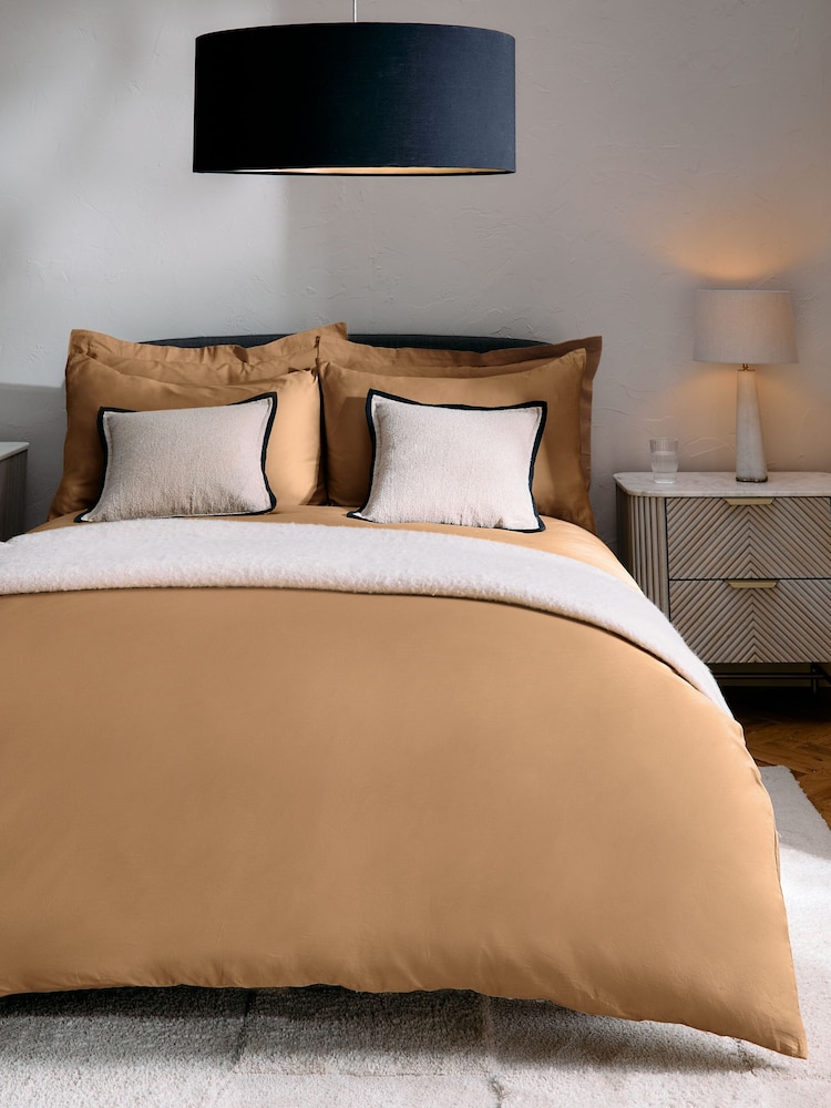 Camel Tan N. Premium 400 Thread Count 100% Egyptian Cotton Sateen Luxury Duvet Cover And Pillowcase Set - Image 1 of 5