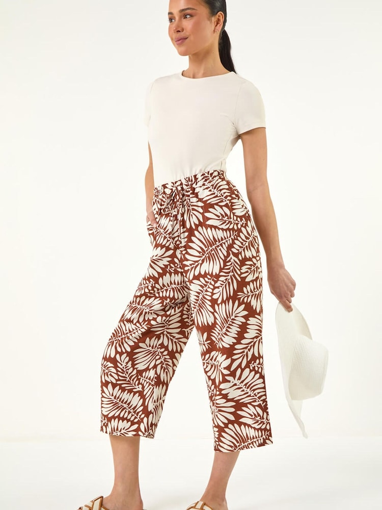 Roman Brown Petite Cropped Trousers - Image 1 of 5 Roman Brown Petite Cropped Trousers - Image 1 of 5