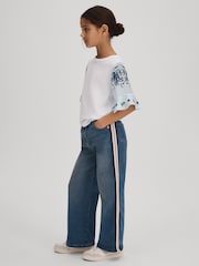 Reiss Blue Marie 13-14 yrs Side Stripe Straight Leg Jeans - Image 3 of 6