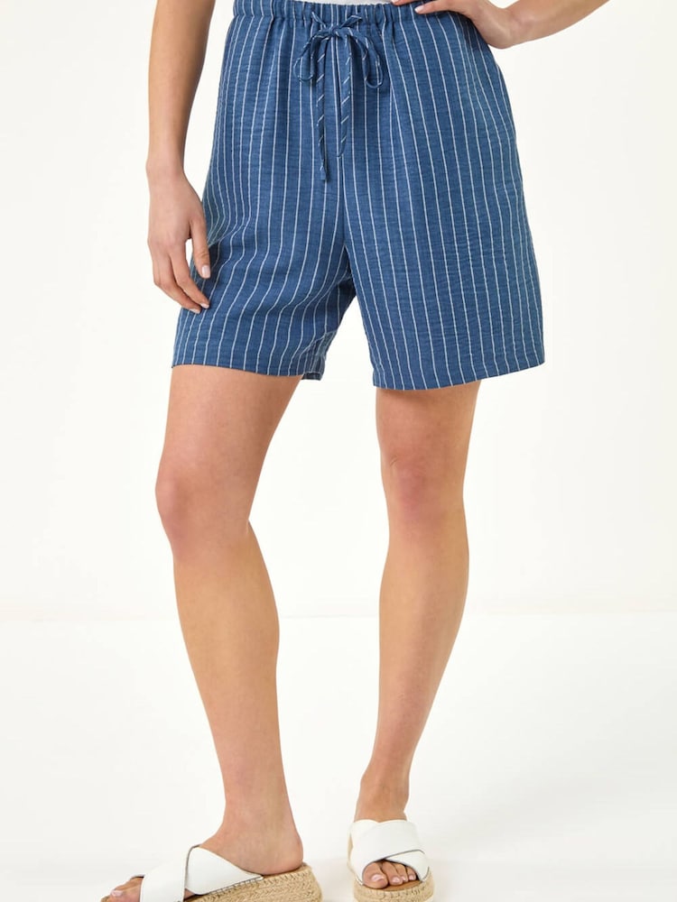 Roman Blue Petite Stripe Drawstring Shorts - Image 2 of 5